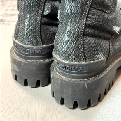 Balenciaga Distressed Canvas Strike Boots