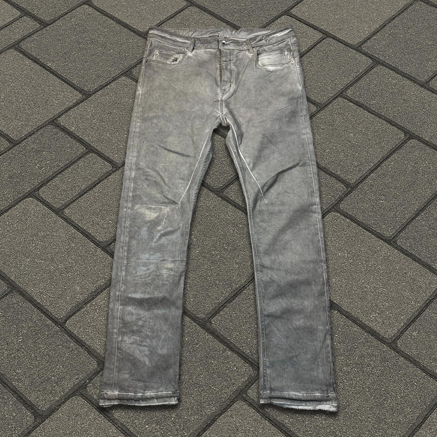 Rick Owens Waxed Pearl Detroit Cut Denim