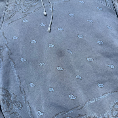 AW04 Raf Simons Blue Pocketless Paisley Hoodie