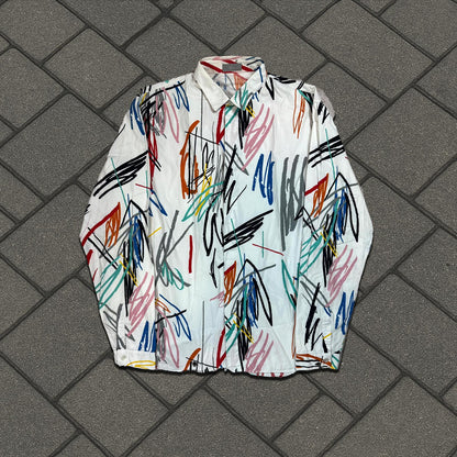 SS15 Dior Homme White Scribble Button Up Shirt