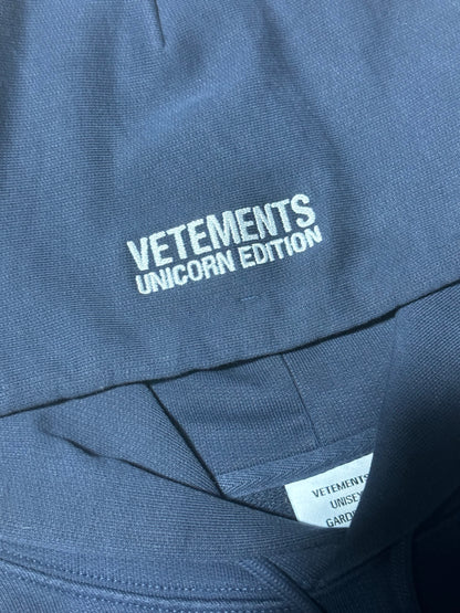 Vetements Navy Unicorn Hoodie