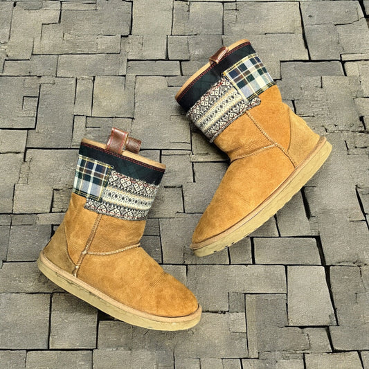 AW13 Junya Watanabe Brown Patchwork Plaid Uggs