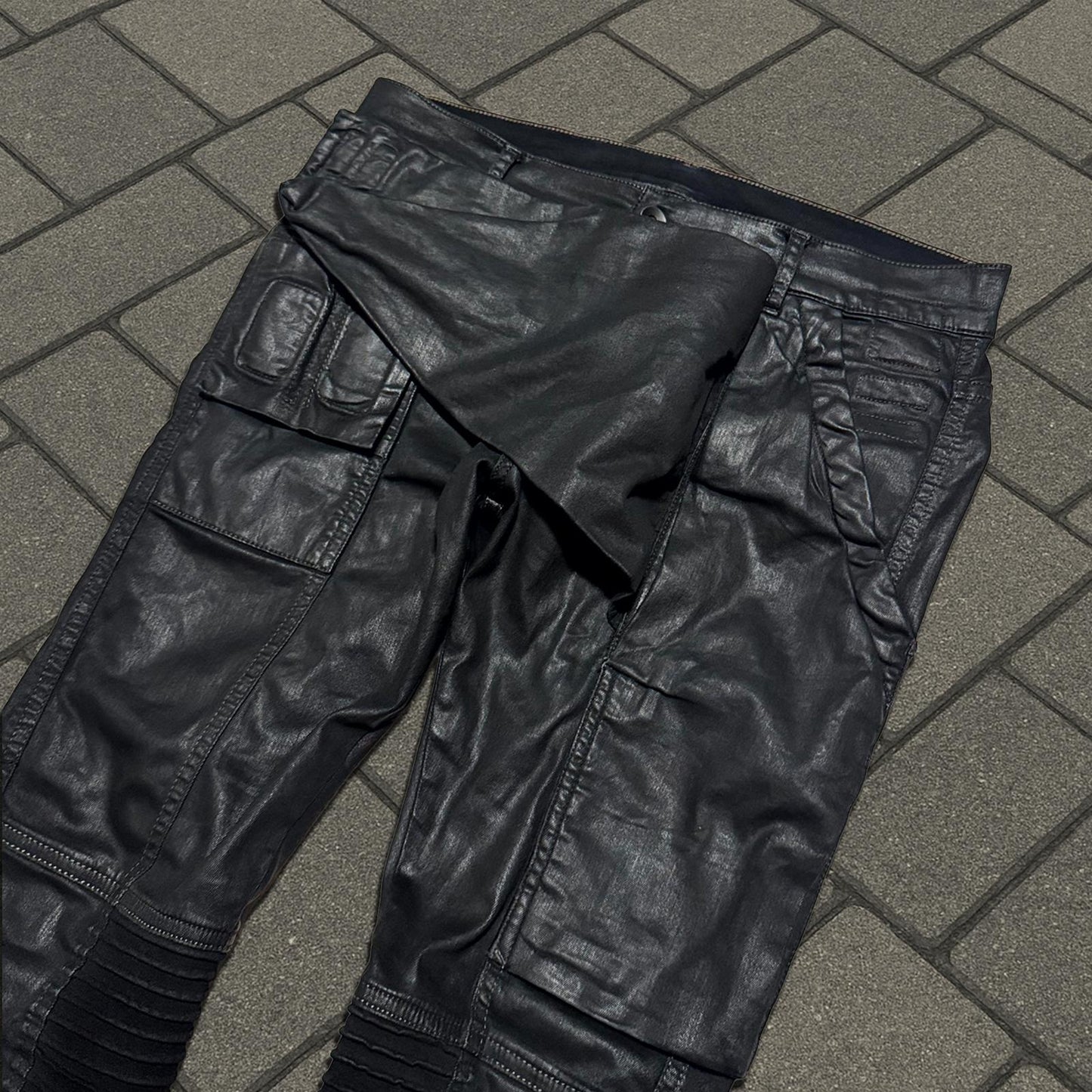 SS16 Rick Owens Black Waxed Memphis Cut Denim
