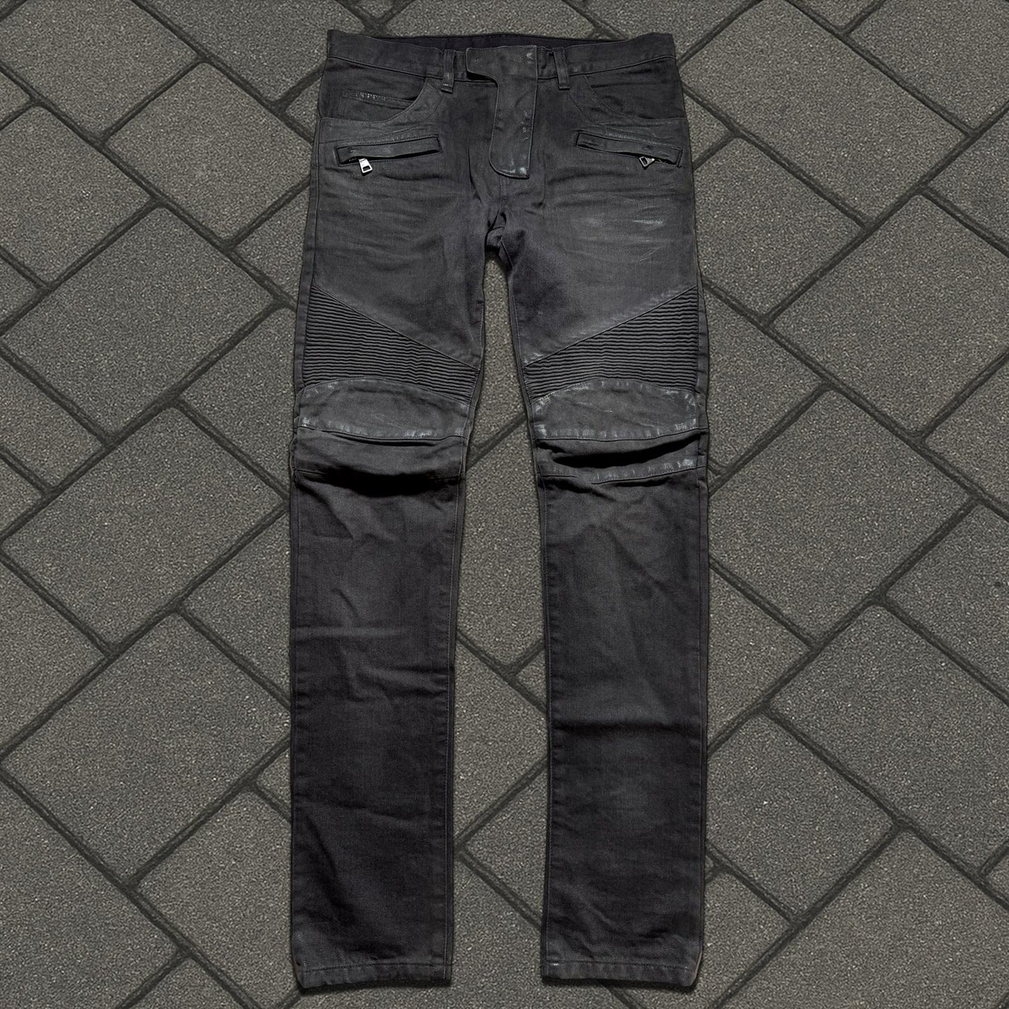 Balmain Light Wax Biker Denim
