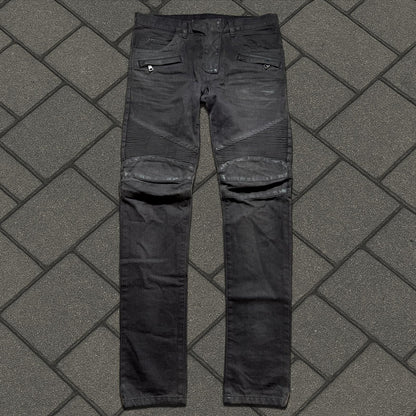 Balmain Light Wax Biker Denim