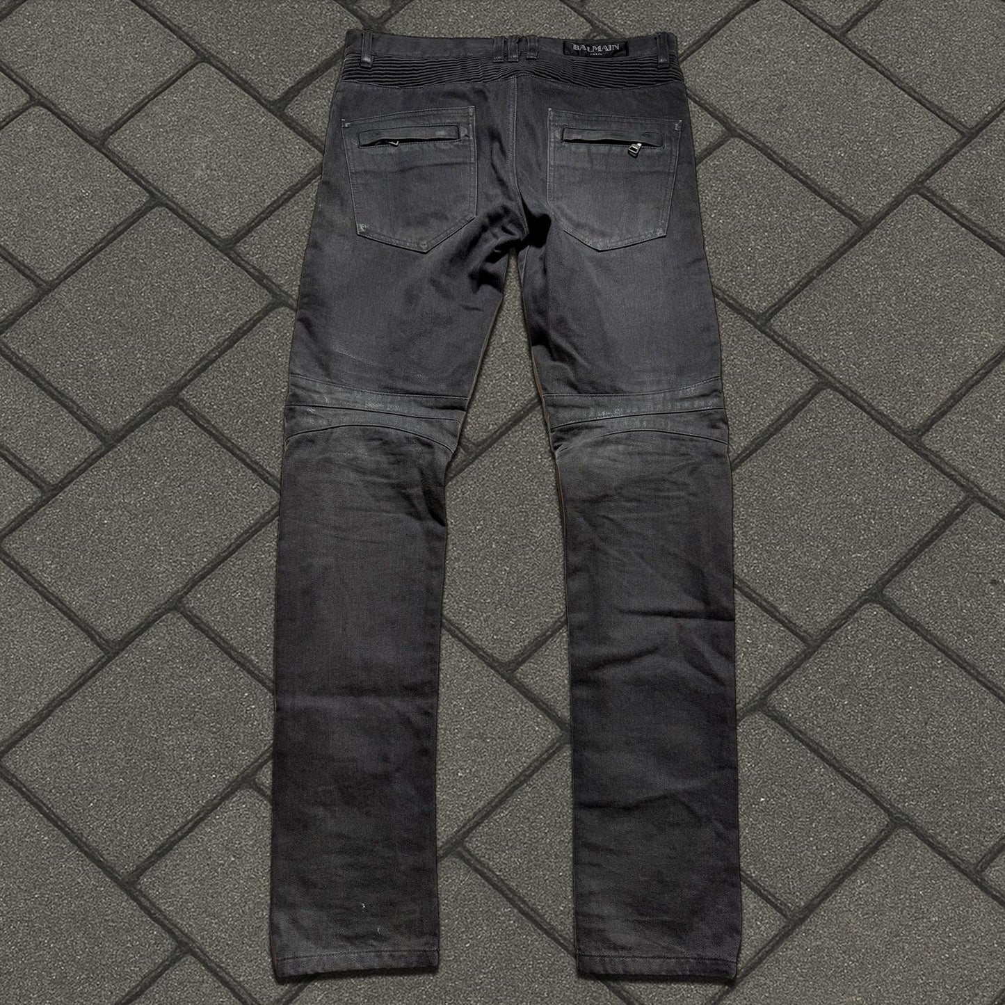 Balmain Light Wax Biker Denim