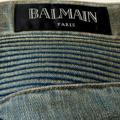 SS15 Balmain Dirty Mudwash Biker Denim