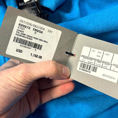 SS23 Balenciaga Blue Distressed Campaign Hoodie