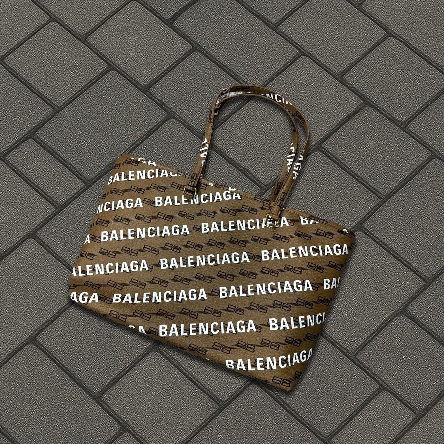 Balenciaga Brown Monogram Leather Tote Bag