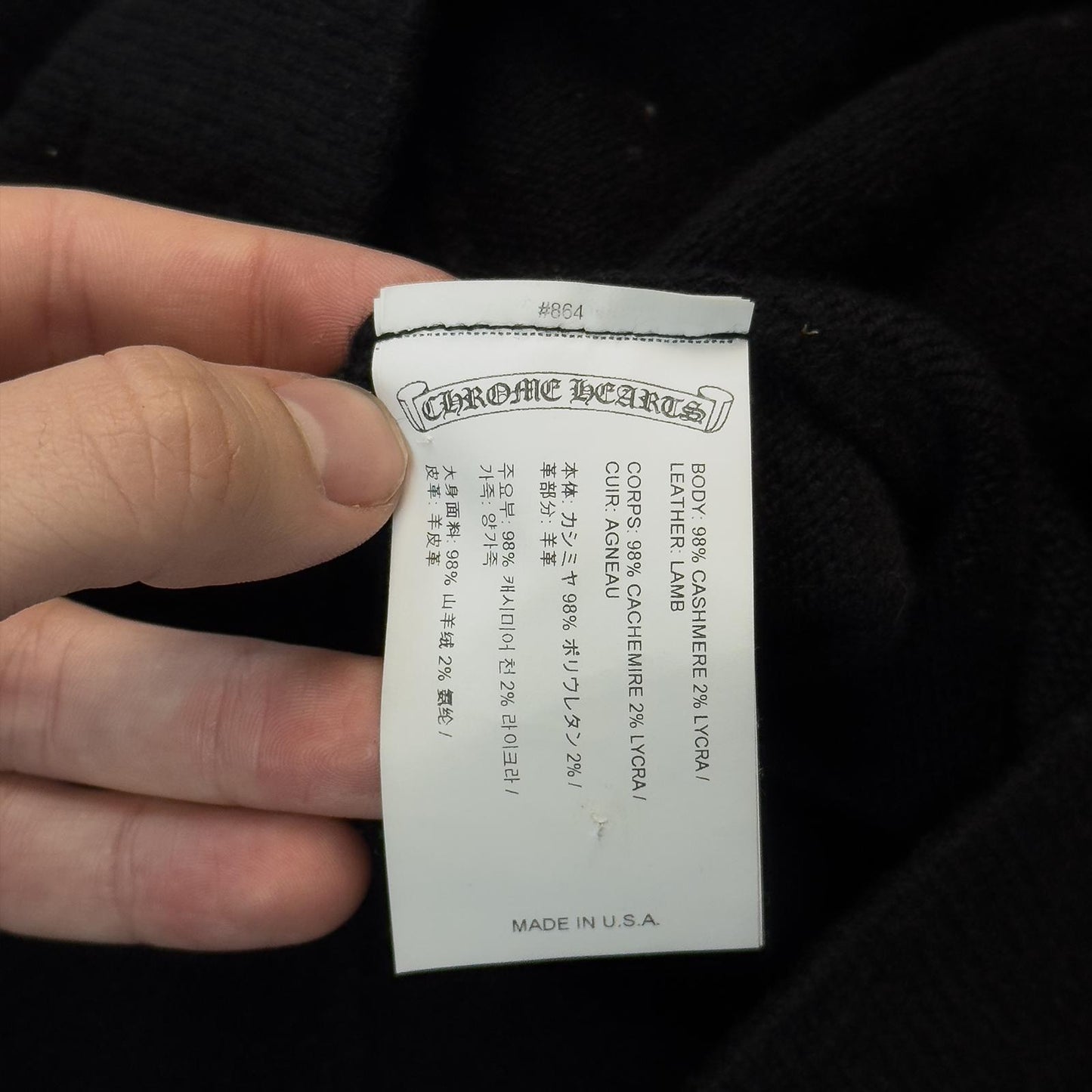Chrome Hearts Sailin On Leather Patch Cashmere Hoodie