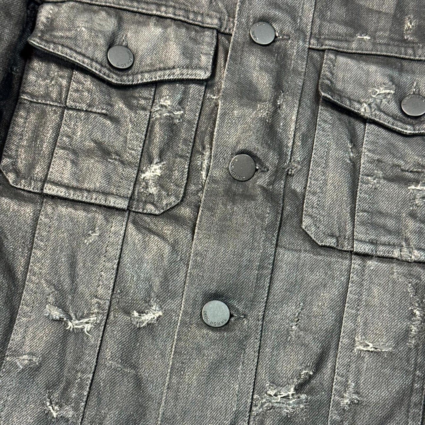 SS04 Dior Homme Waxed Strip Denim Jacket