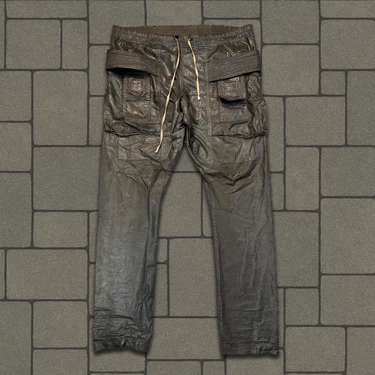 SS15 Rick Owens Dark Dust Waxed Poplin Creatch Cargo Pants