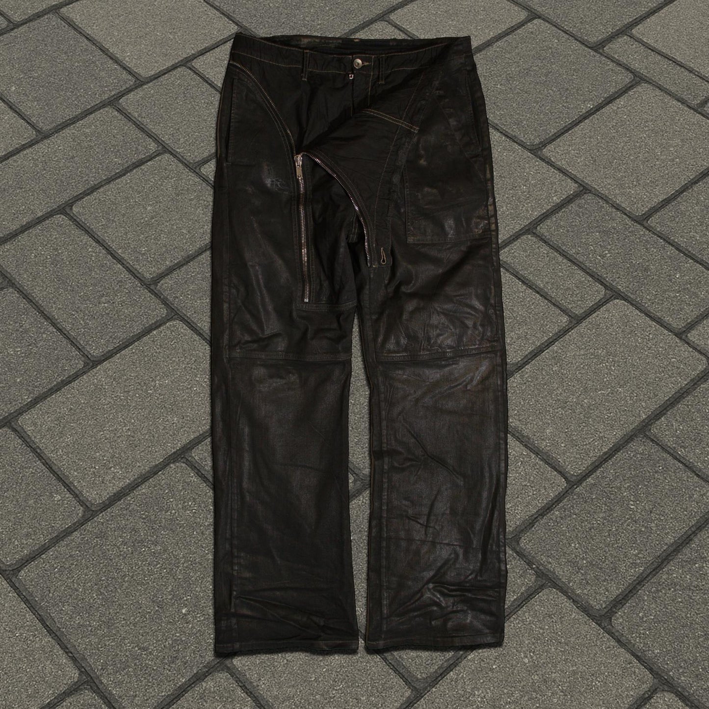 SS25 Rick Owens Waxed Double Layer Aircut Denim