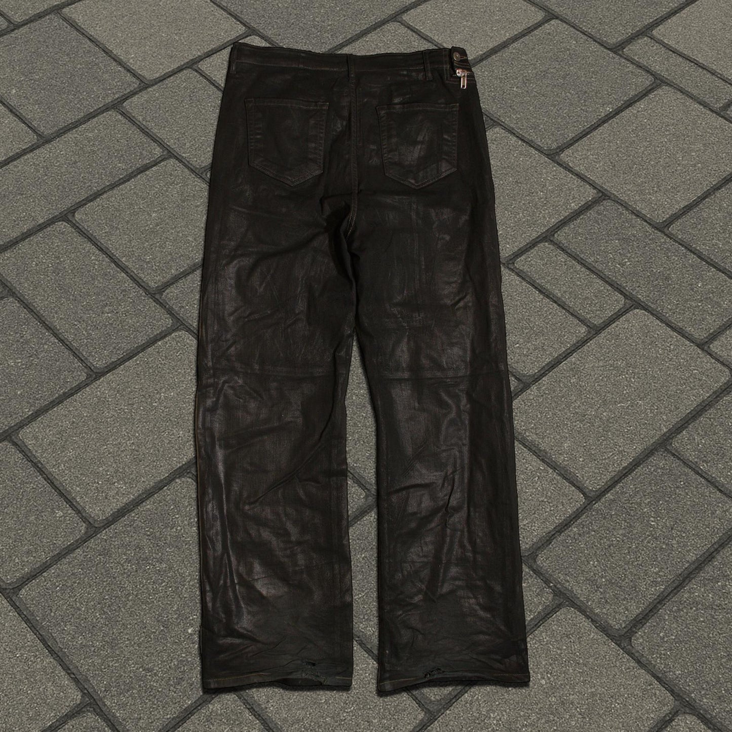 SS25 Rick Owens Waxed Double Layer Aircut Denim