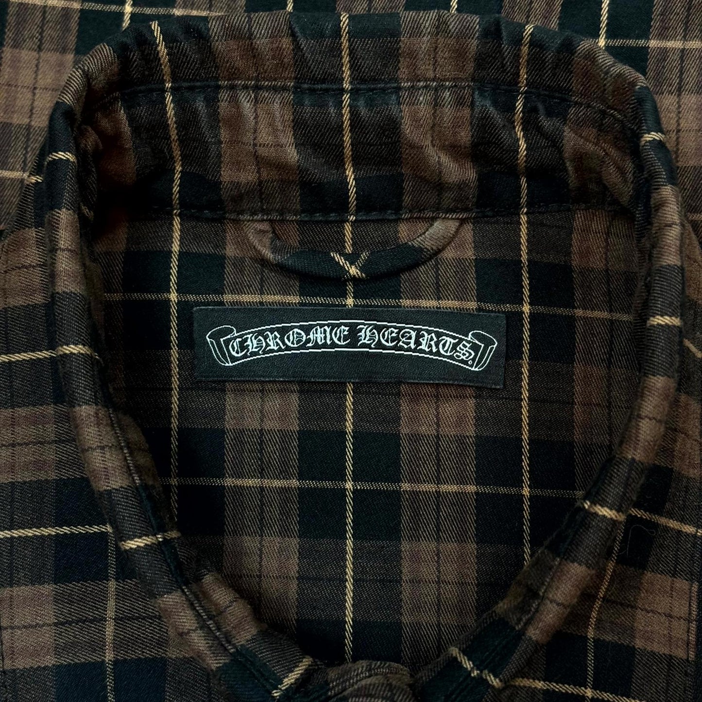 Chrome Hearts Brown Lamb Leather Cross Patch Flannel