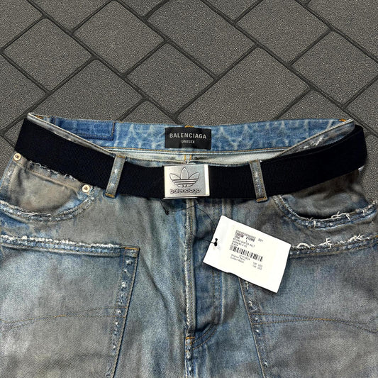 Balenciaga Adidas Black Trefoil Belt