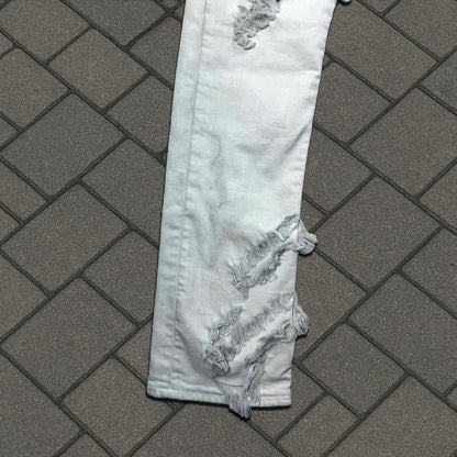 Rick Owens DRKSHDW Slashed White Detroit Cut Denim