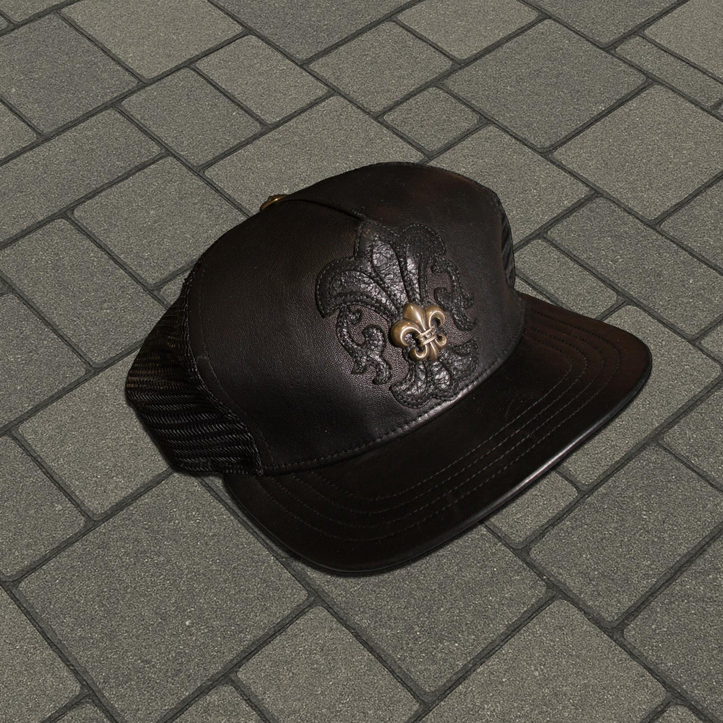 Chrome Hearts Fleur Leather Trucker Hat