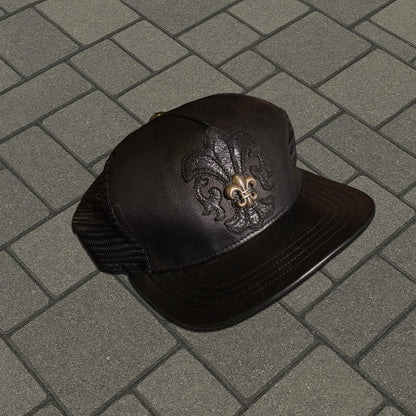Chrome Hearts Fleur Leather Trucker Hat