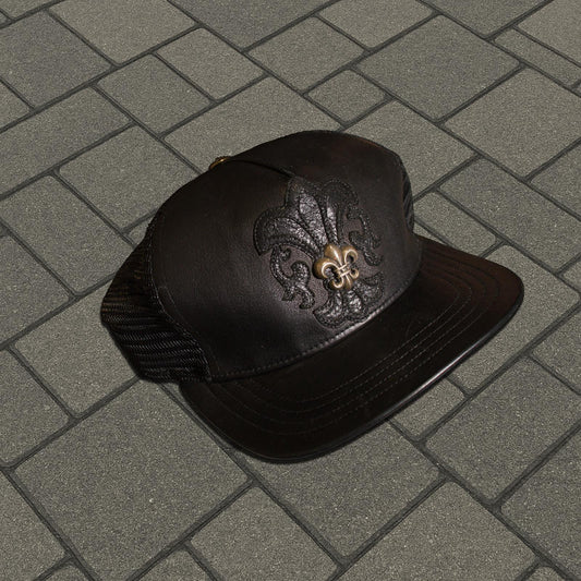 Chrome Hearts Fleur Leather Trucker Hat