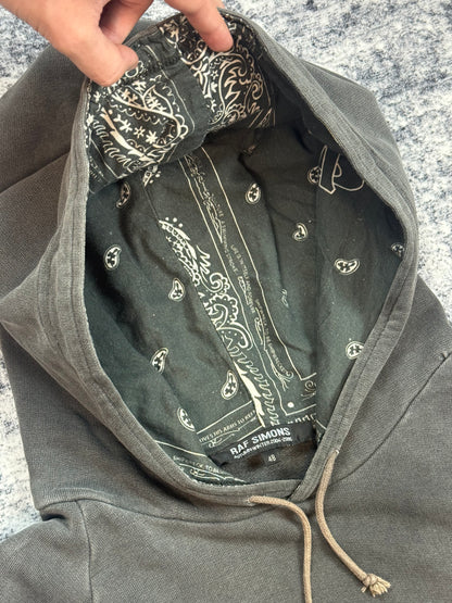 AW04 Raf Simons “Waves” Black Reverse Paisley Hoodie