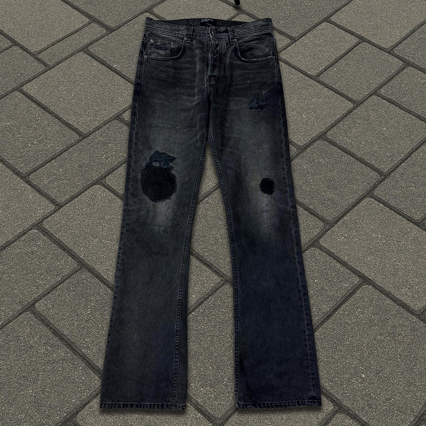 AW24 Enfants Riches Déprimés Black Thrashed Flare Denim