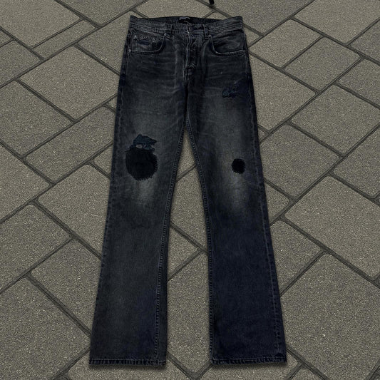 AW24 Enfants Riches Déprimés Black Thrashed Flare Denim