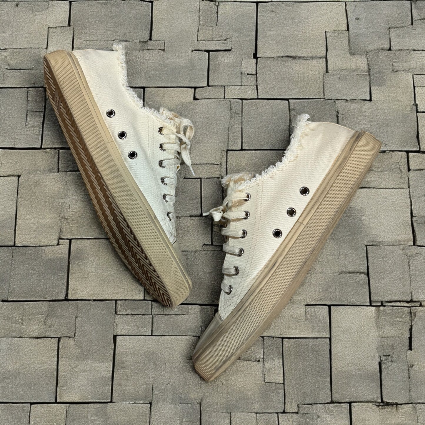 Saint Laurent Paris Frayed Low Top Sneakers