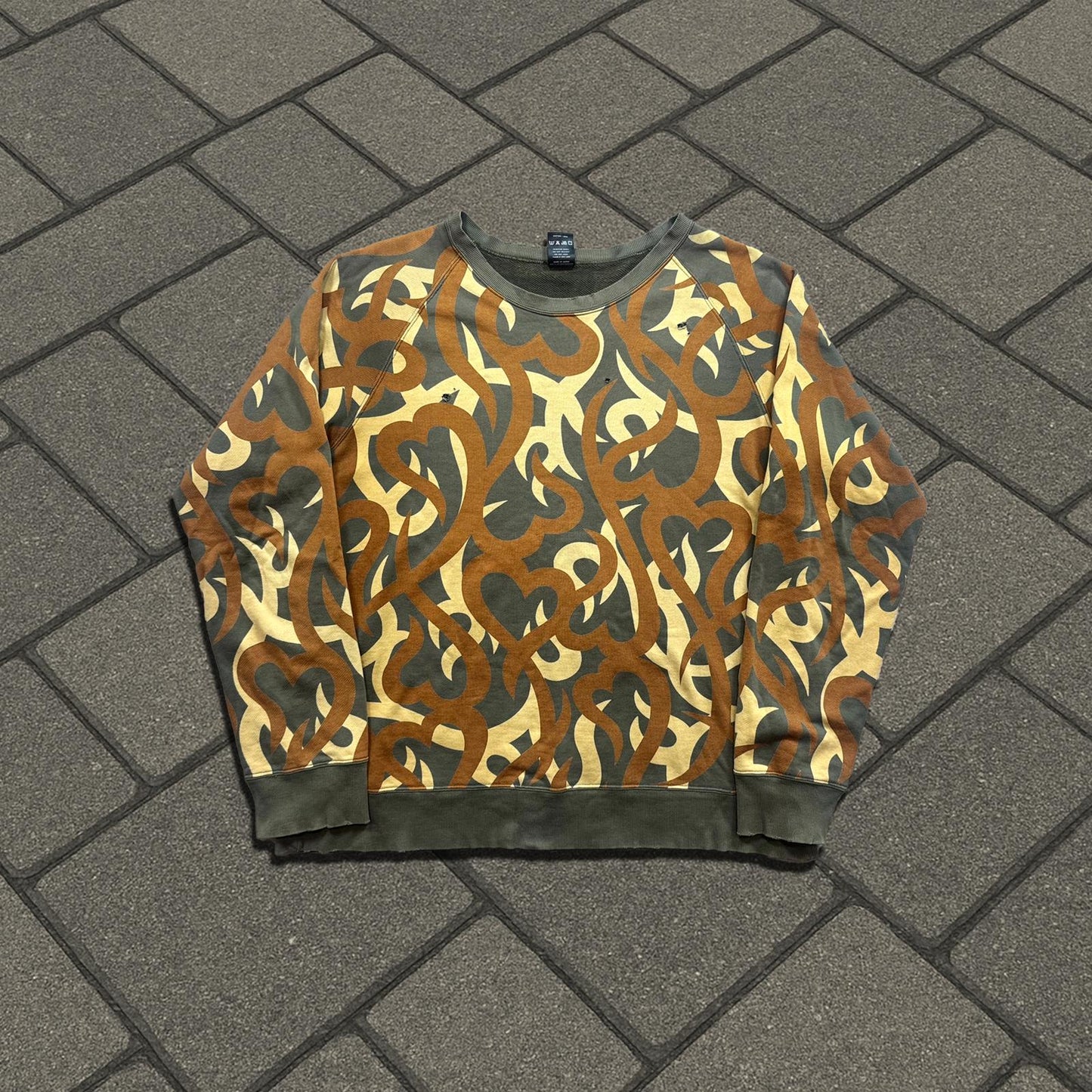 AW04 Number (N)ine Green Tribal Camo Crewneck