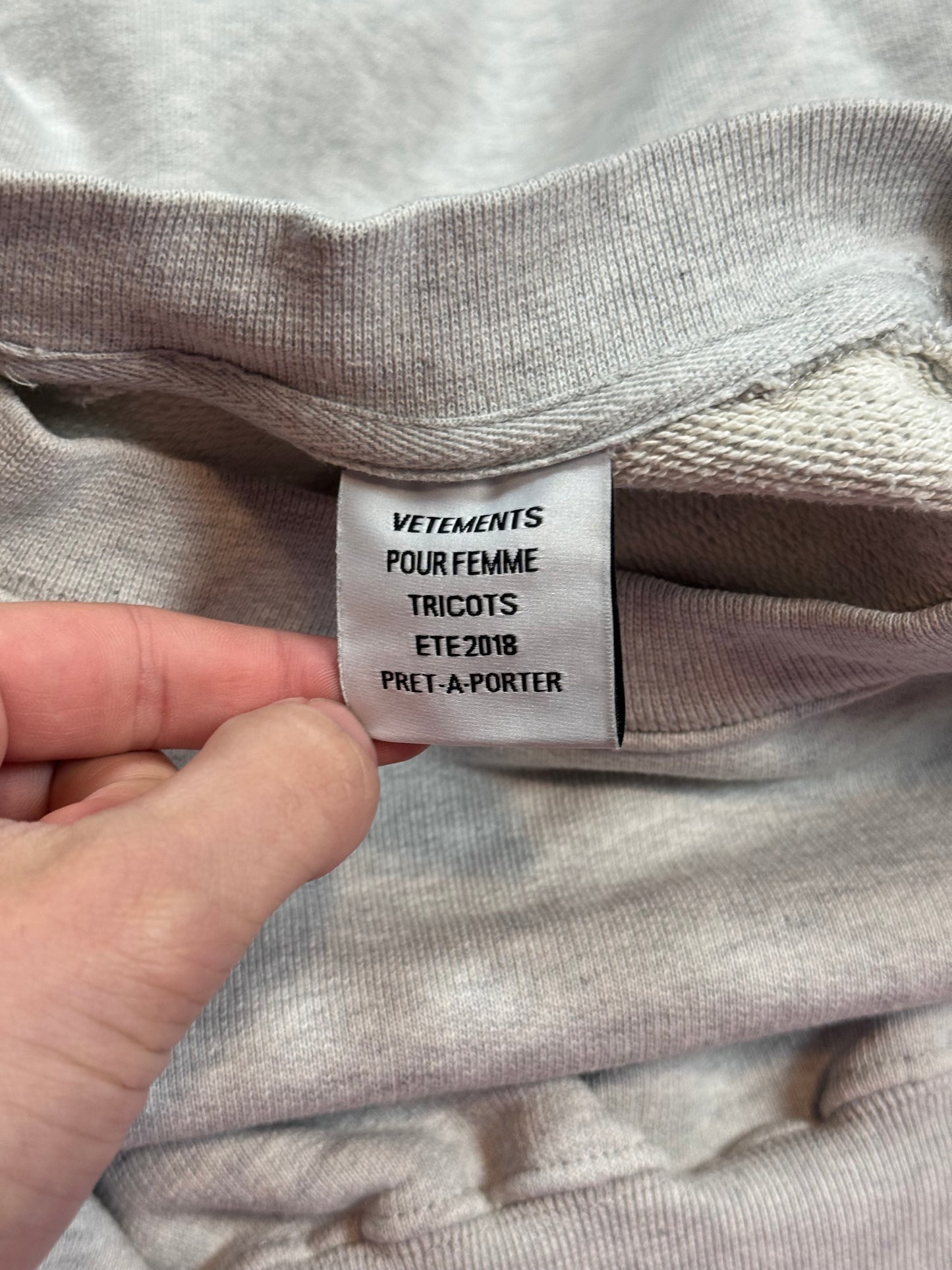 AW17 Vetements Grey “Unskinny” Crewneck