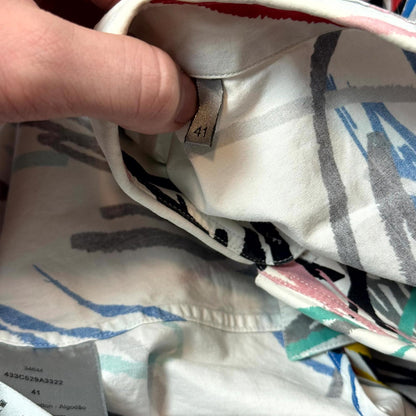 SS15 Dior Homme White Scribble Button Up Shirt