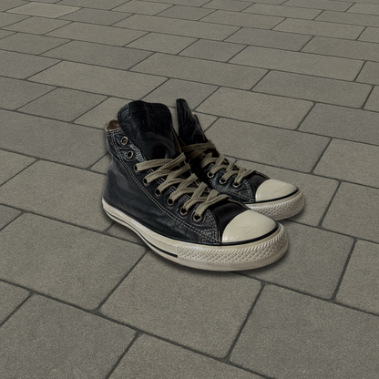 Chrome Hearts Black Leather Star Patch Converse