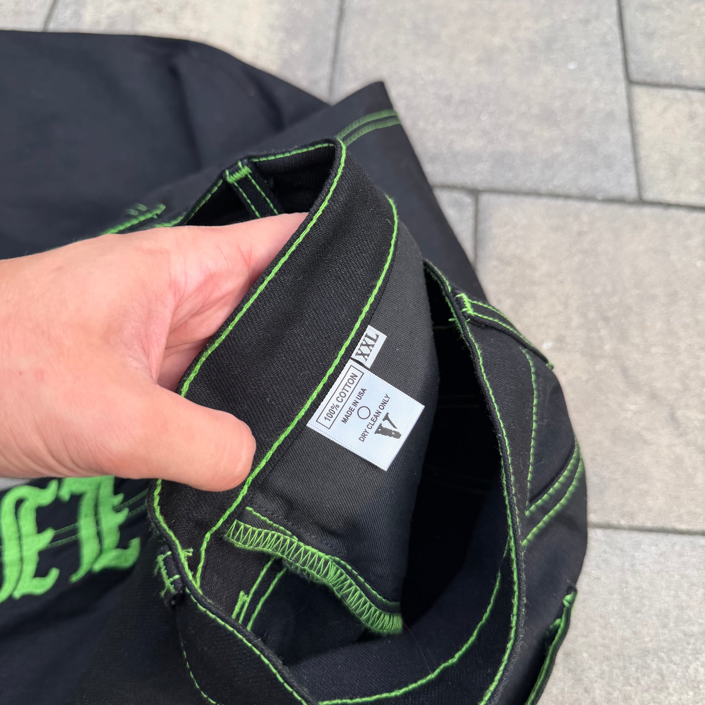 Vlone Green Old English Denim