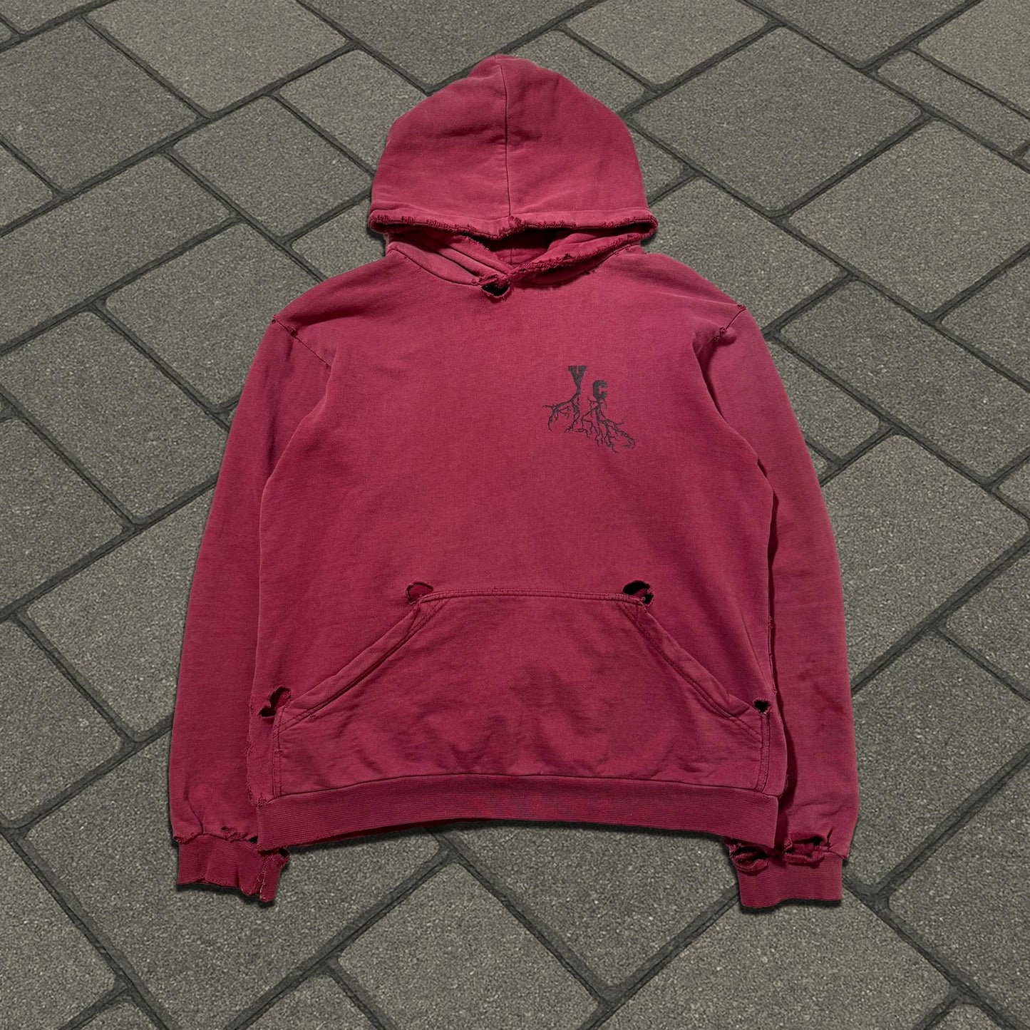AW02 Raf Simons Red Virginia Creeper Roots Hoodie