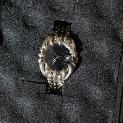 Alabaster Industries Black Spiderweb Silver Watch