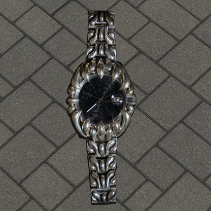 Alabaster Industries Black Spiderweb Silver Watch