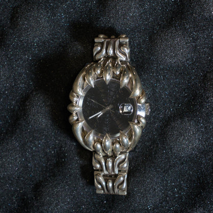 Alabaster Industries Black Spiderweb Silver Watch