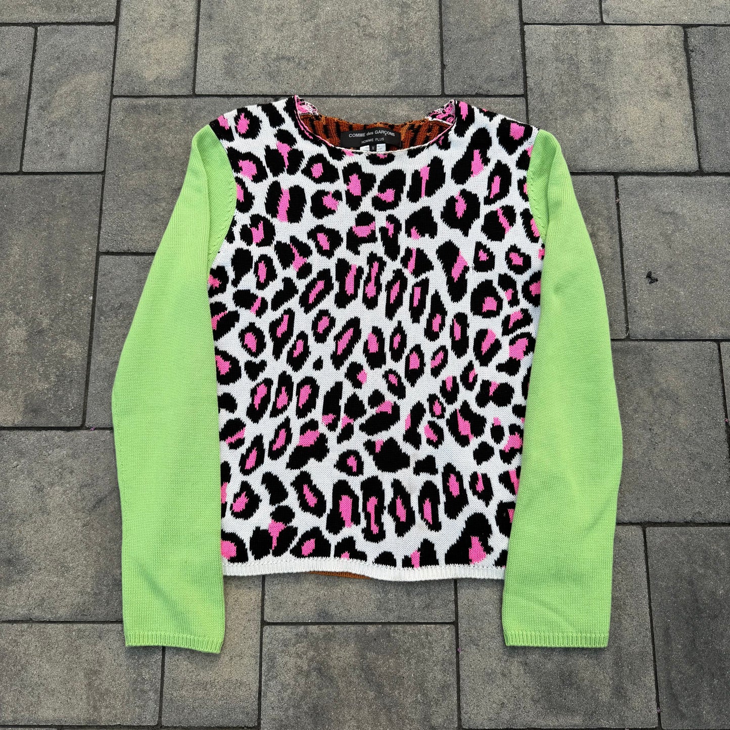 SS18 Comme Des Garcons Pink Leopard Knit