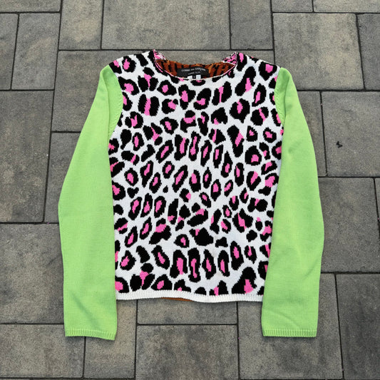 SS18 Comme Des Garcons Pink Leopard Knit
