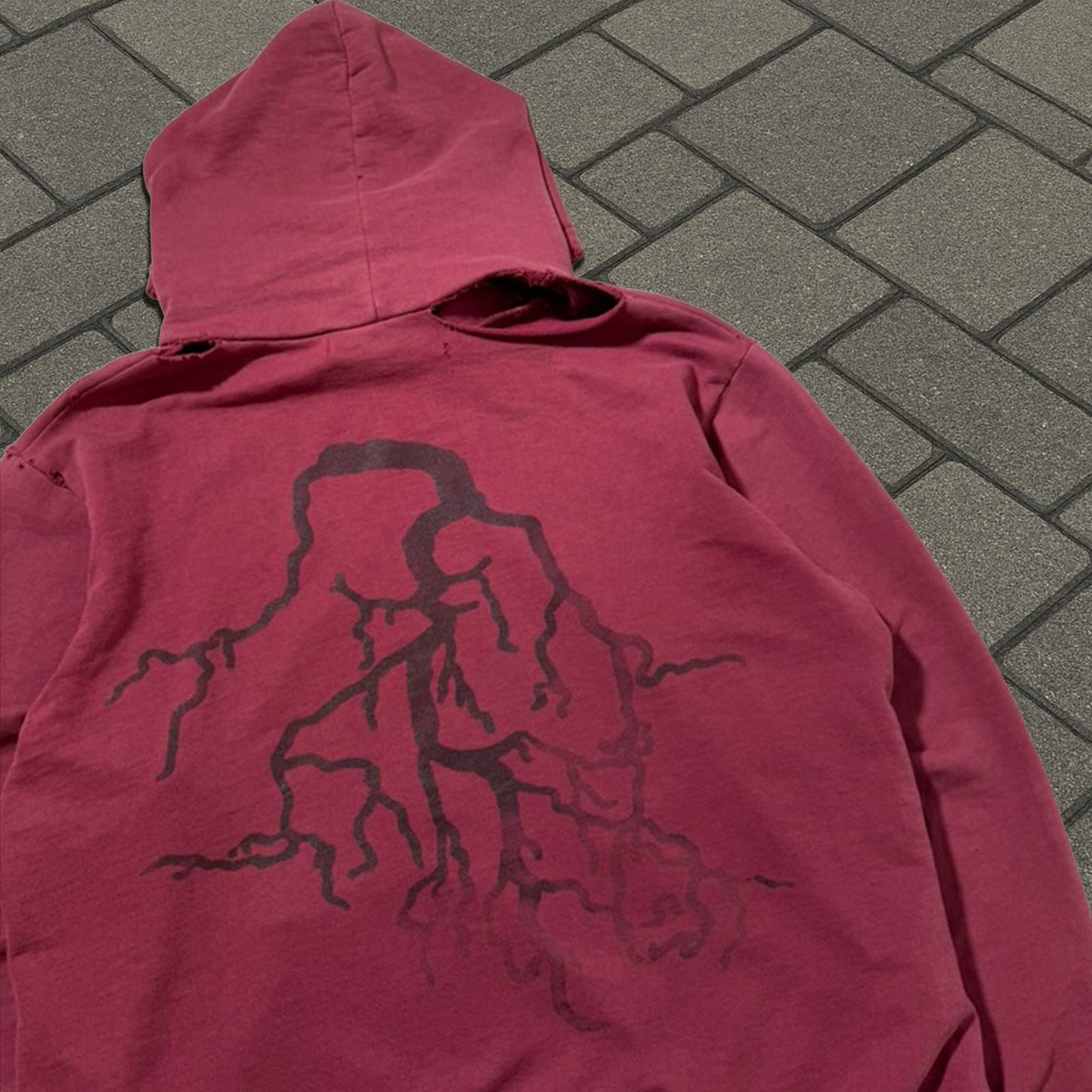 AW02 Raf Simons Red Virginia Creeper Roots Hoodie