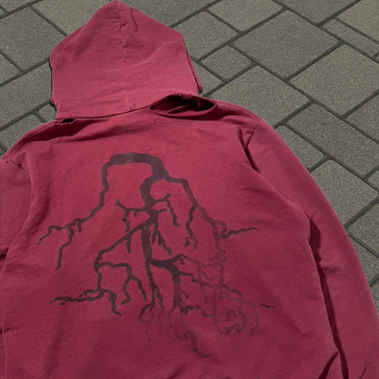 AW02 Raf Simons Red Virginia Creeper Roots Hoodie