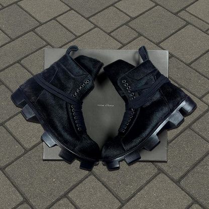 FW13 Rick Owens ‘Plinth’ Black Pony Hair Megatooth Boots