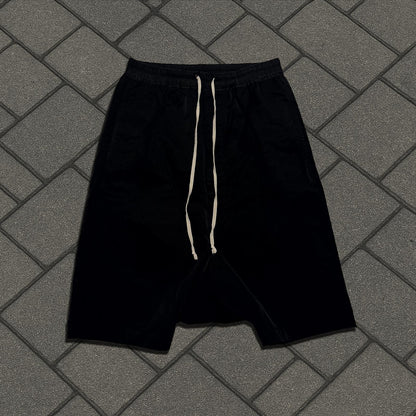FW17 Rick Owens 'Glitter' Black Cotton Pod Shorts