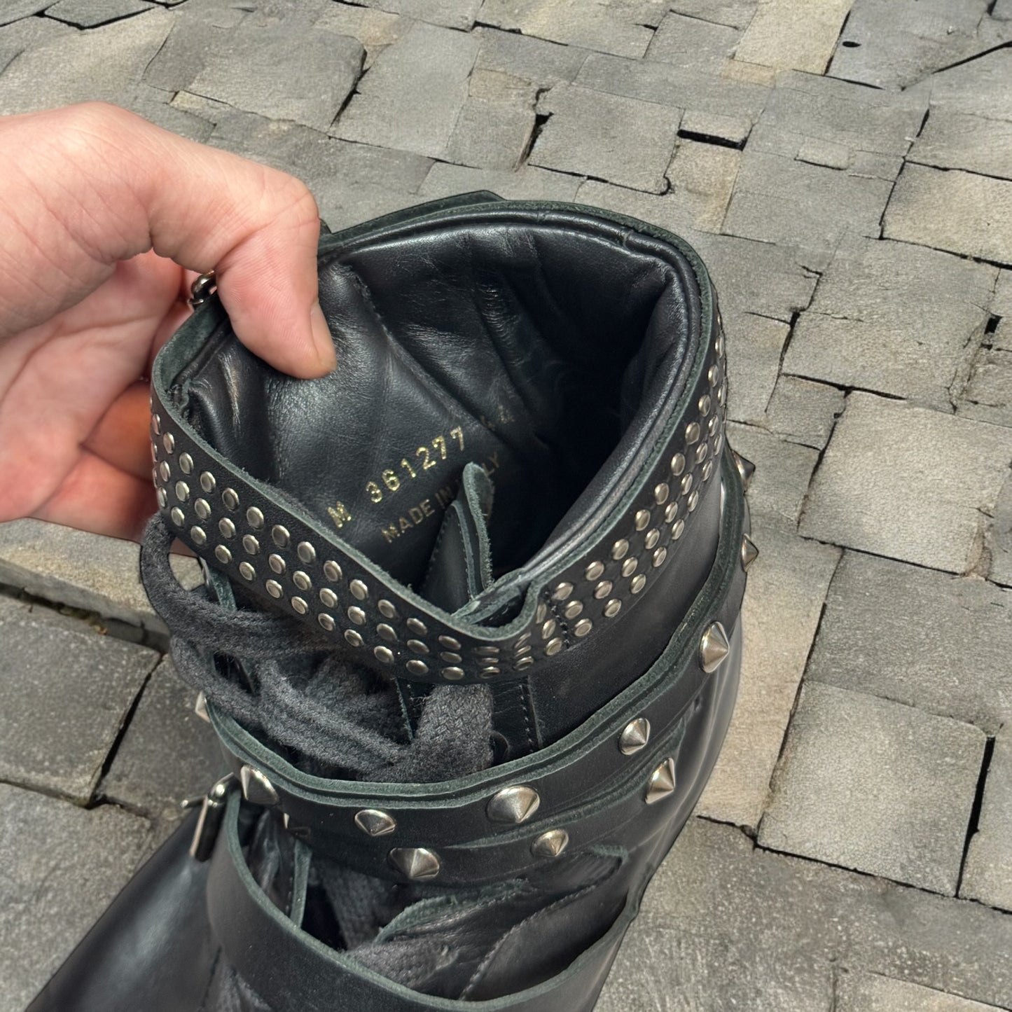 SS14 Saint Laurent Hi Top Studded Sneakers