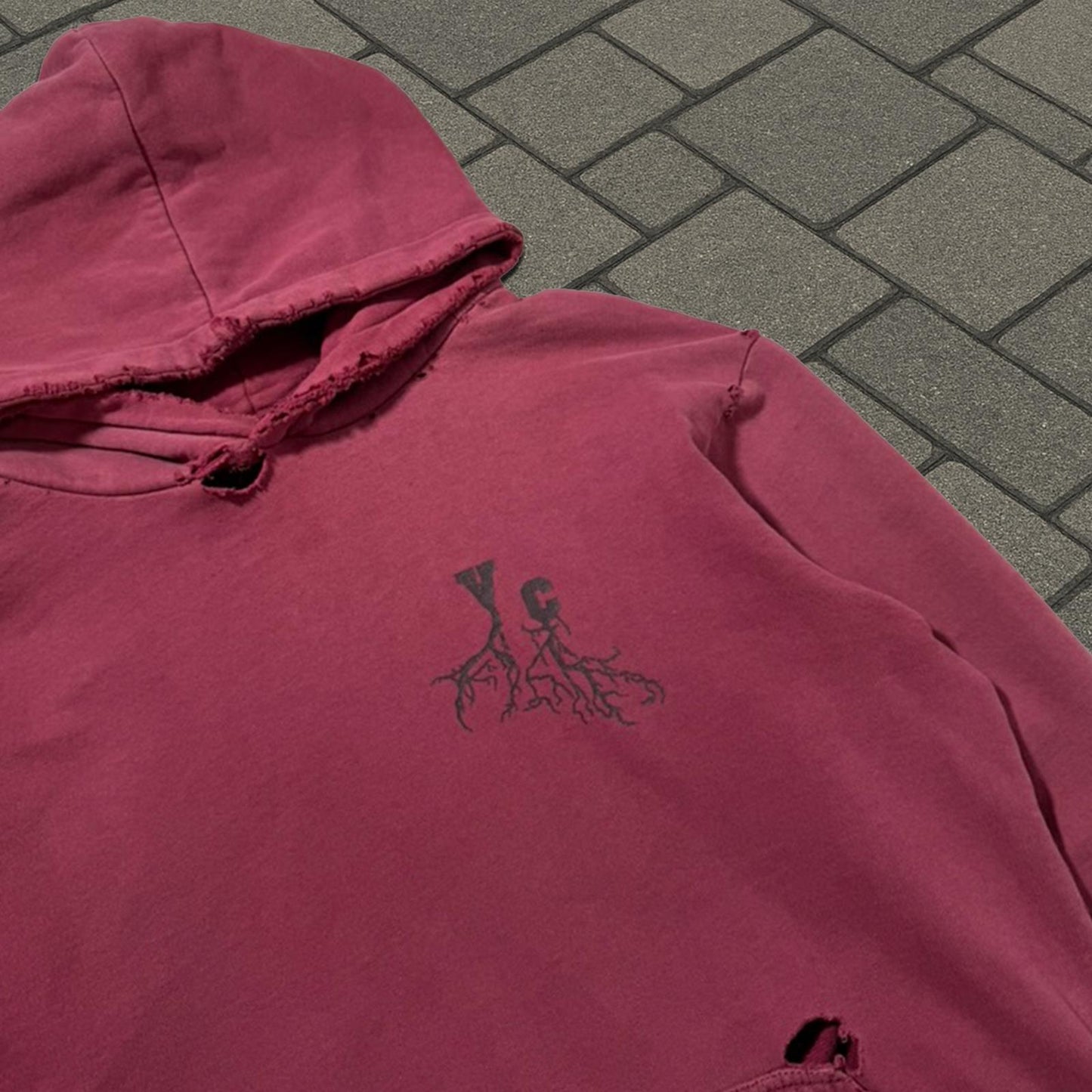 AW02 Raf Simons Red Virginia Creeper Roots Hoodie