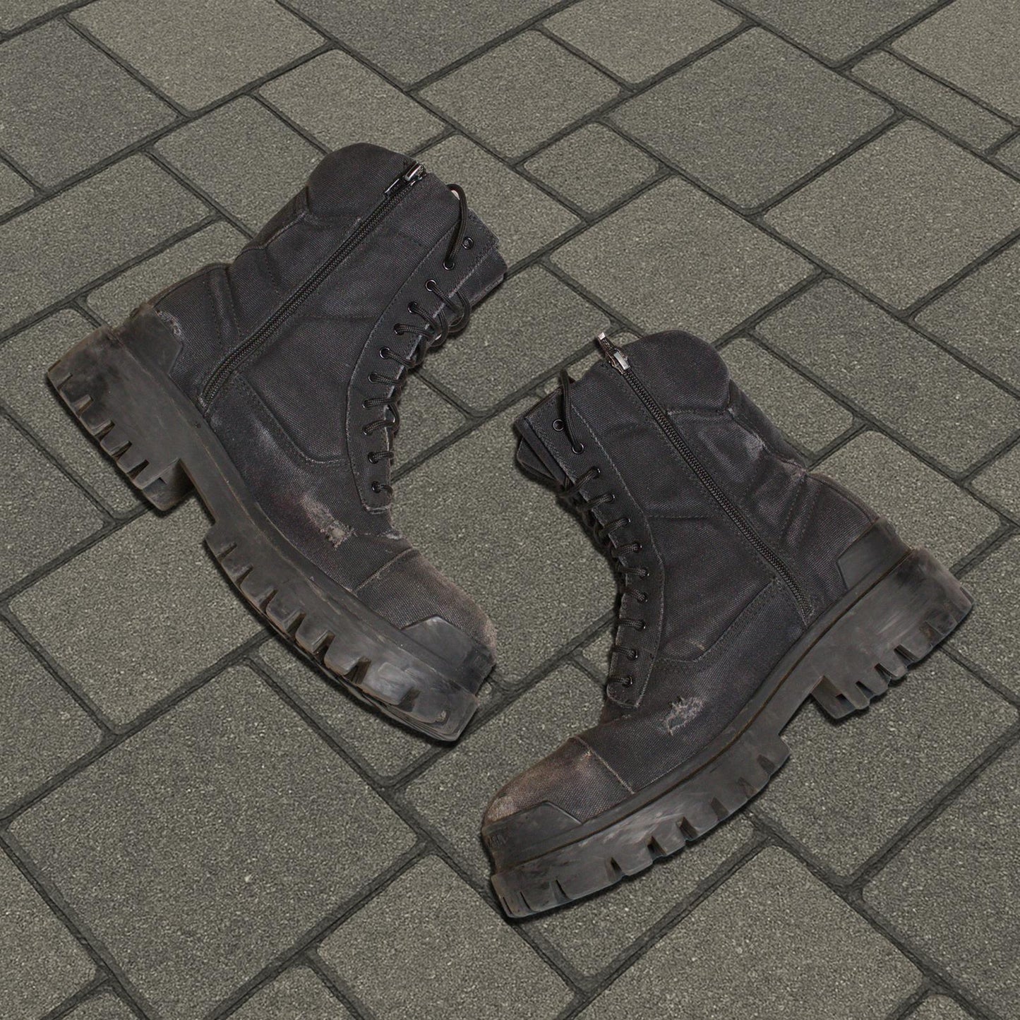 Balenciaga Black Canvas Strike Boots