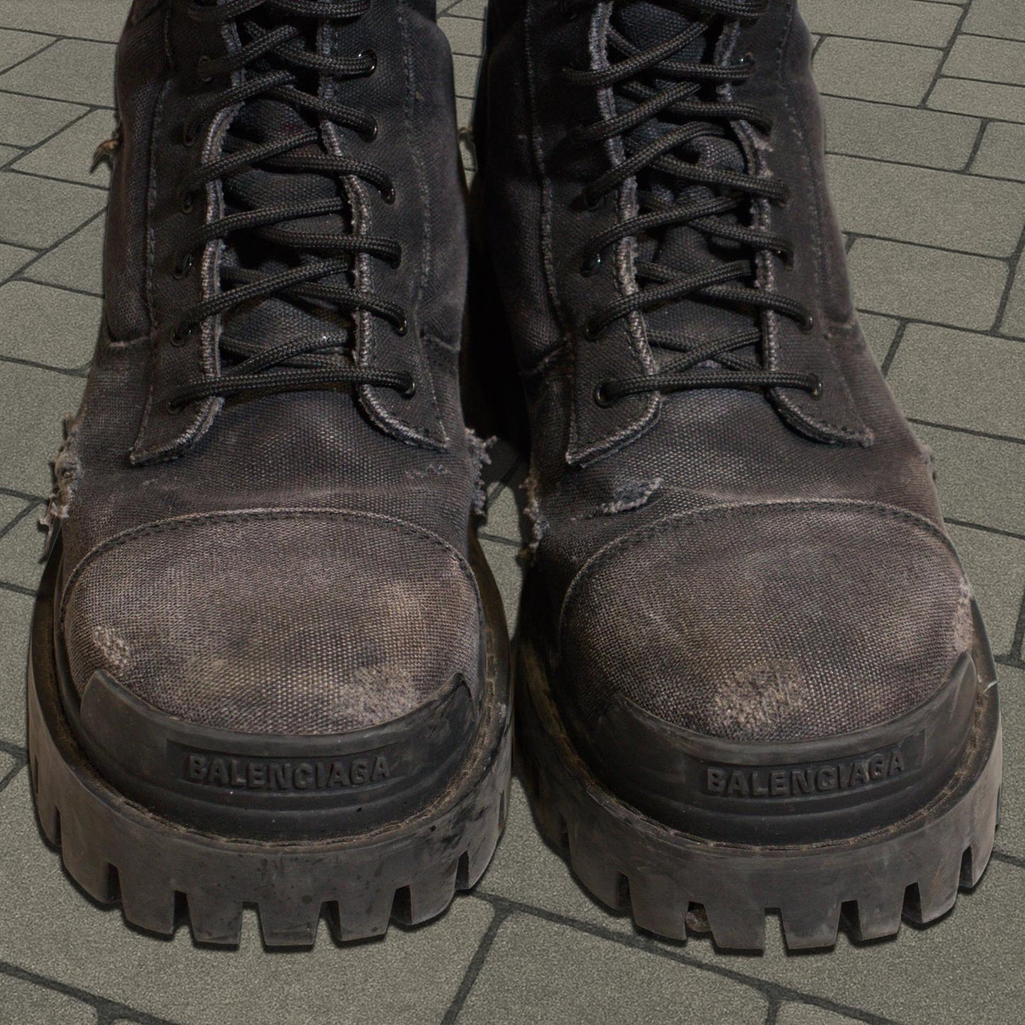 Balenciaga Black Canvas Strike Boots