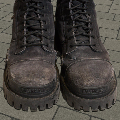 Balenciaga Black Canvas Strike Boots