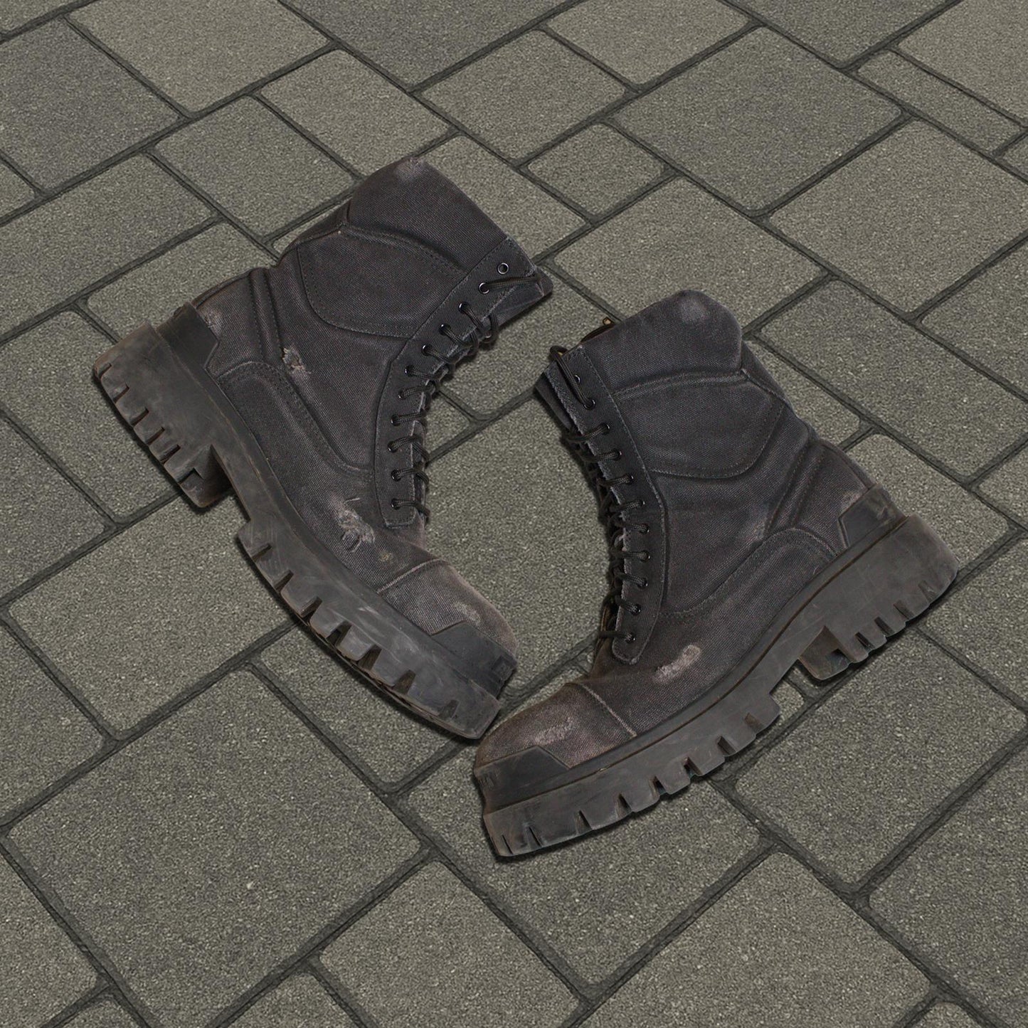 Balenciaga Black Canvas Strike Boots
