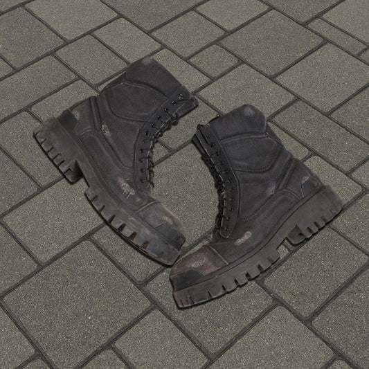 Balenciaga Black Canvas Strike Boots